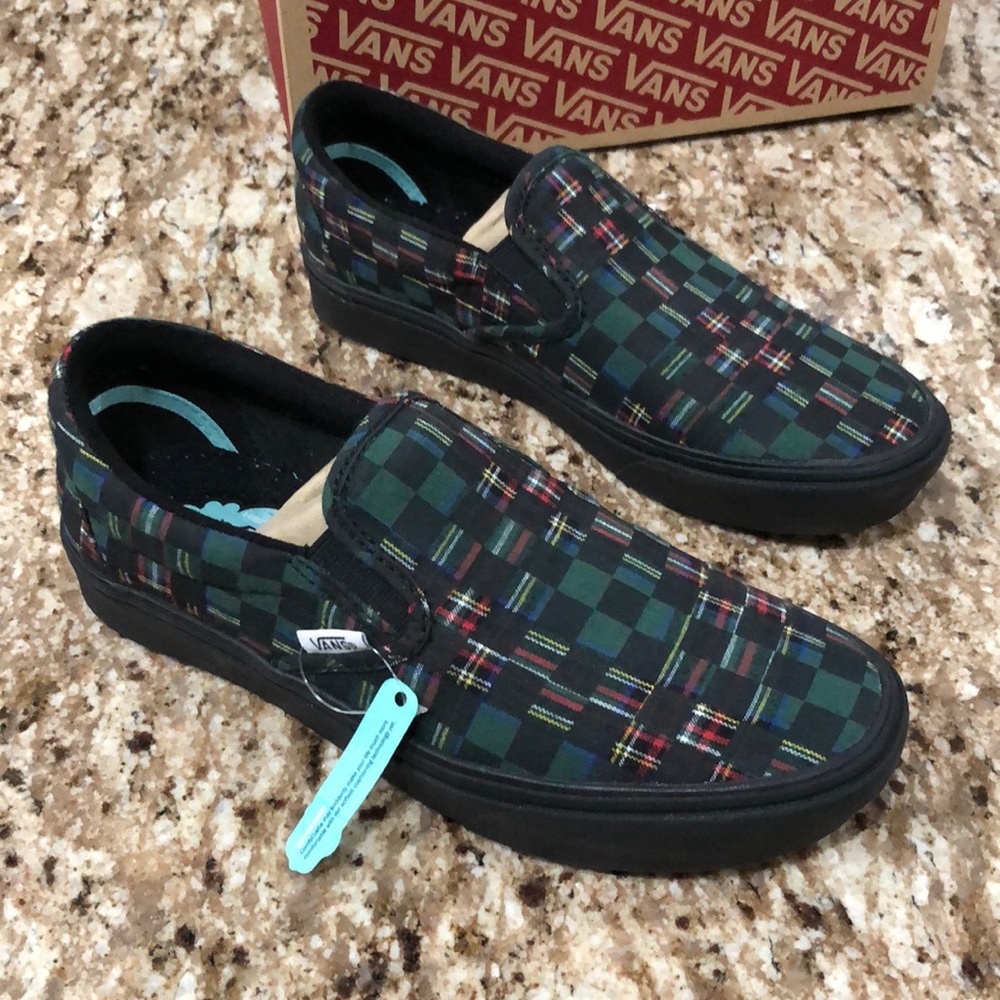Vans Comfycush Slip-On Plaid Check Green